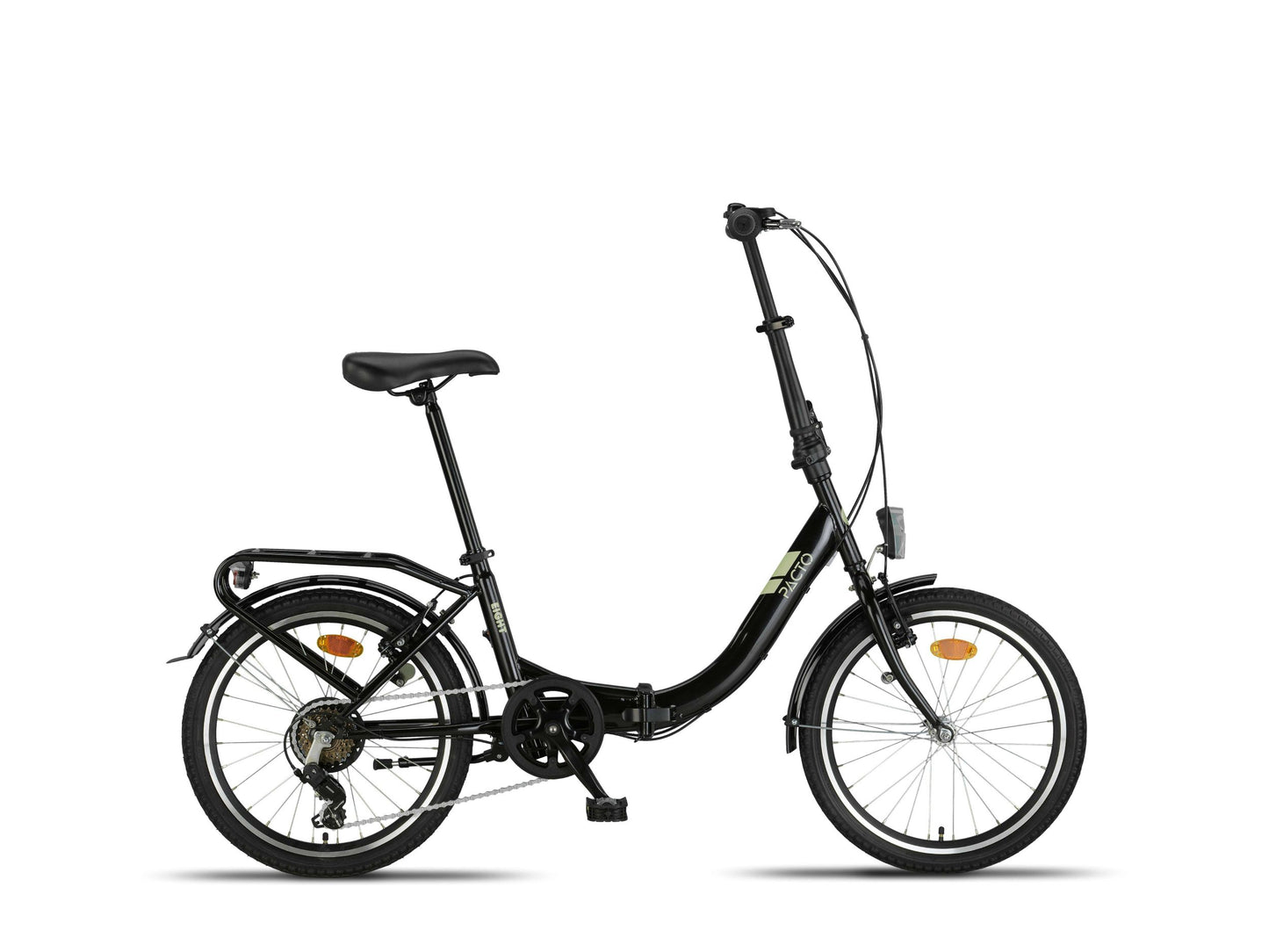 PACTO EIGHT – Low-step 20” folding bike with 6-speed Shimano (Patrol Green/Lavender/Black)