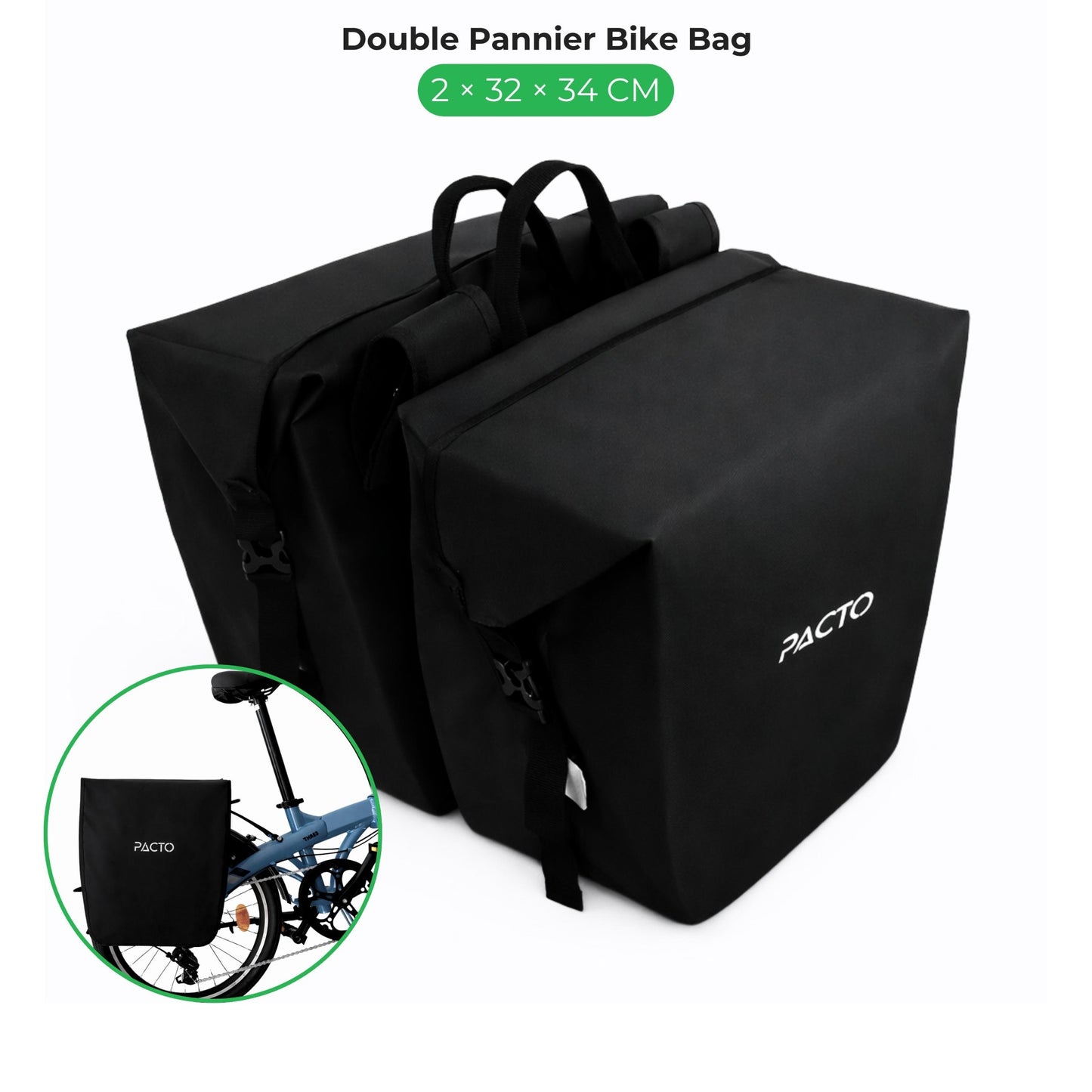 PACTO - Double carrier bag - black - 36L - dubbele - fietstas -