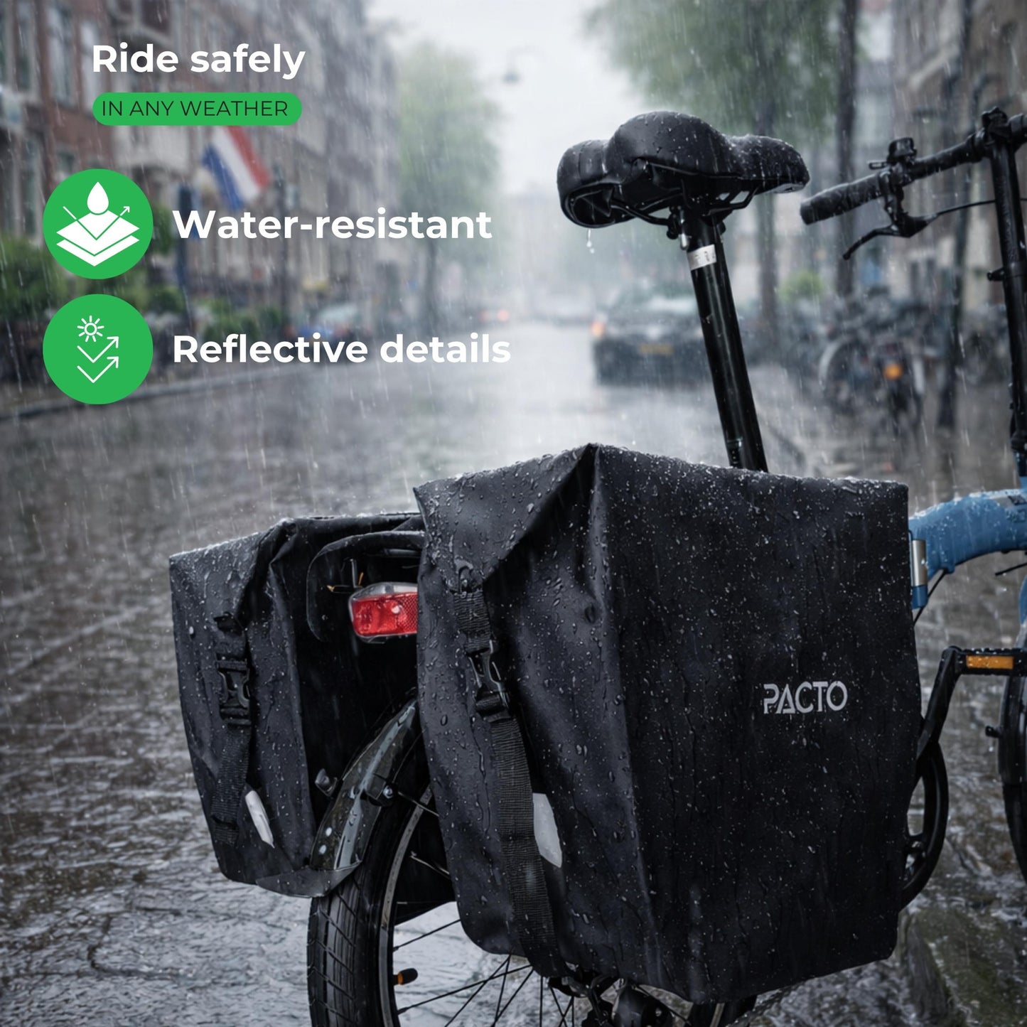 PACTO - Double carrier bag - black - 36L - dubbele - fietstas -