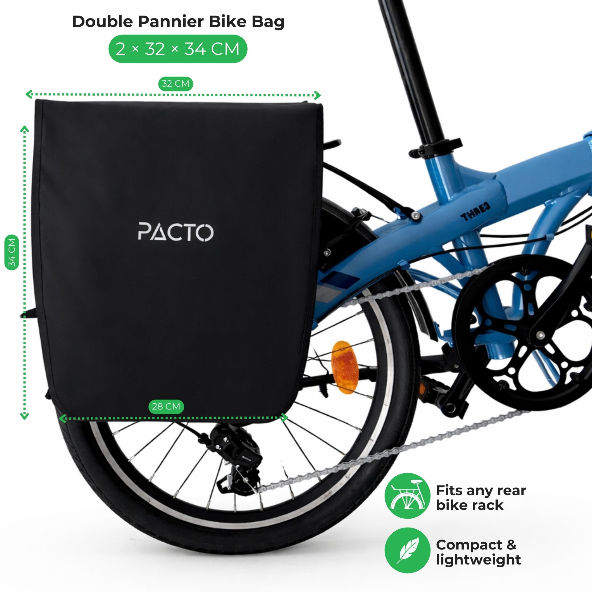 PACTO - Double carrier bag - black - 36L - dubbele - fietstas -