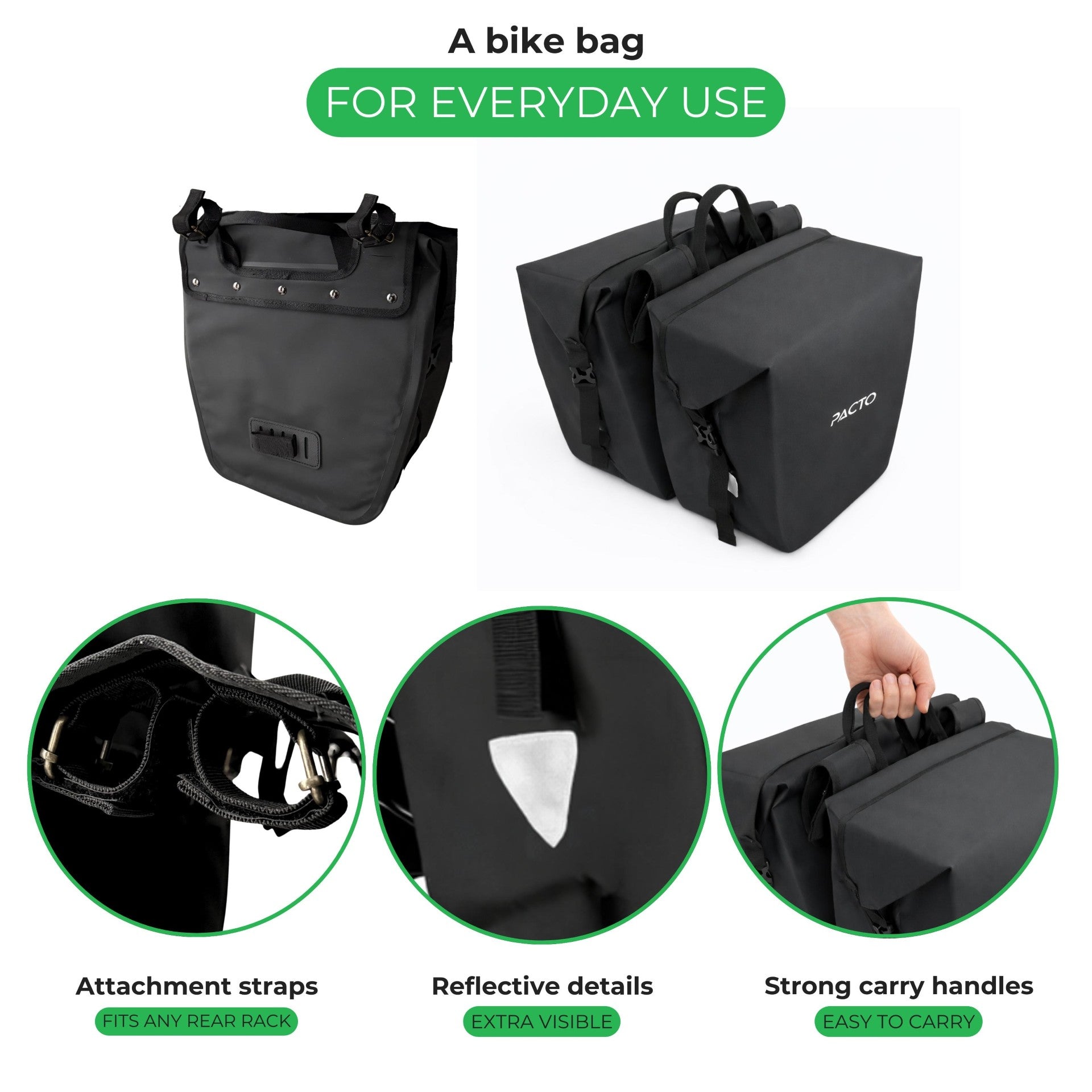 PACTO - Double carrier bag - black - 36L - dubbele - fietstas -