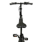 Nederlands:
Zwarte PACTO vouwfiets van bovenaf gezien, met zadel, stuur, remhendels en pedalen op een witte achtergrond.

Engels:
Black PACTO folding bike viewed from above, showing the saddle, handlebars, brake levers and pedals on a white background.