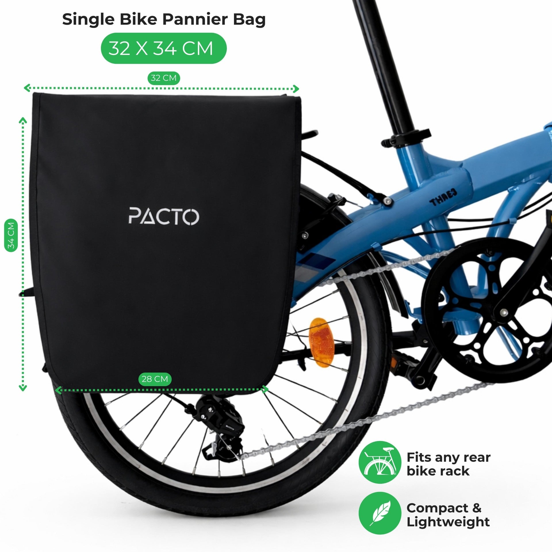 PACTO - Single carrier bag - black - 18L - enkele - fietstas - 