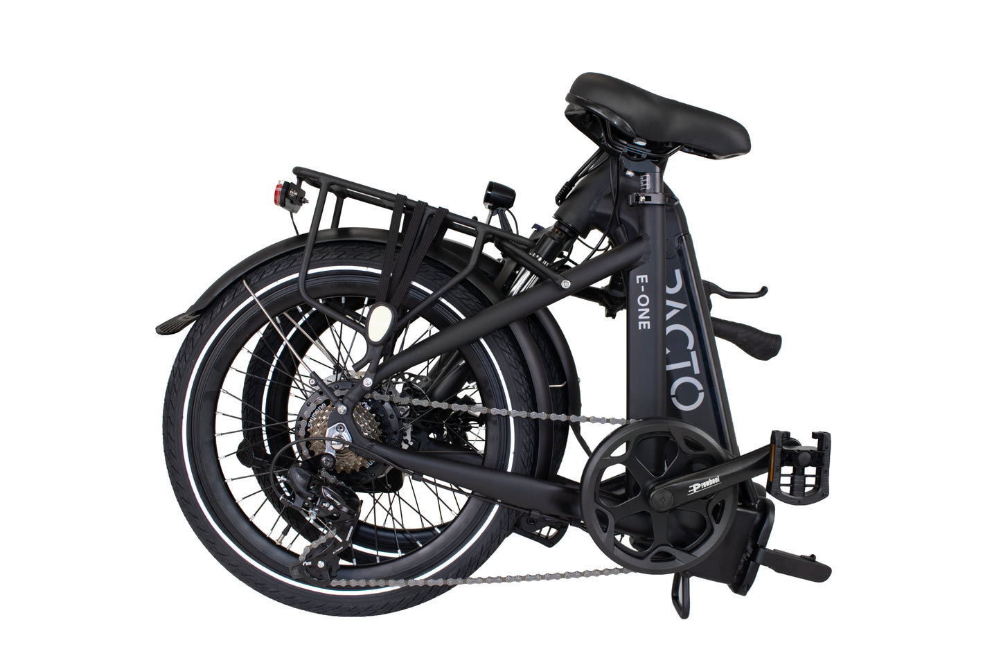 PACTO E-ONE – Elektro-Faltrad – 20 Zoll – Shimano 7-Gang-Schaltung – Tiefeinsteiger-Rahmen – Schwarz
