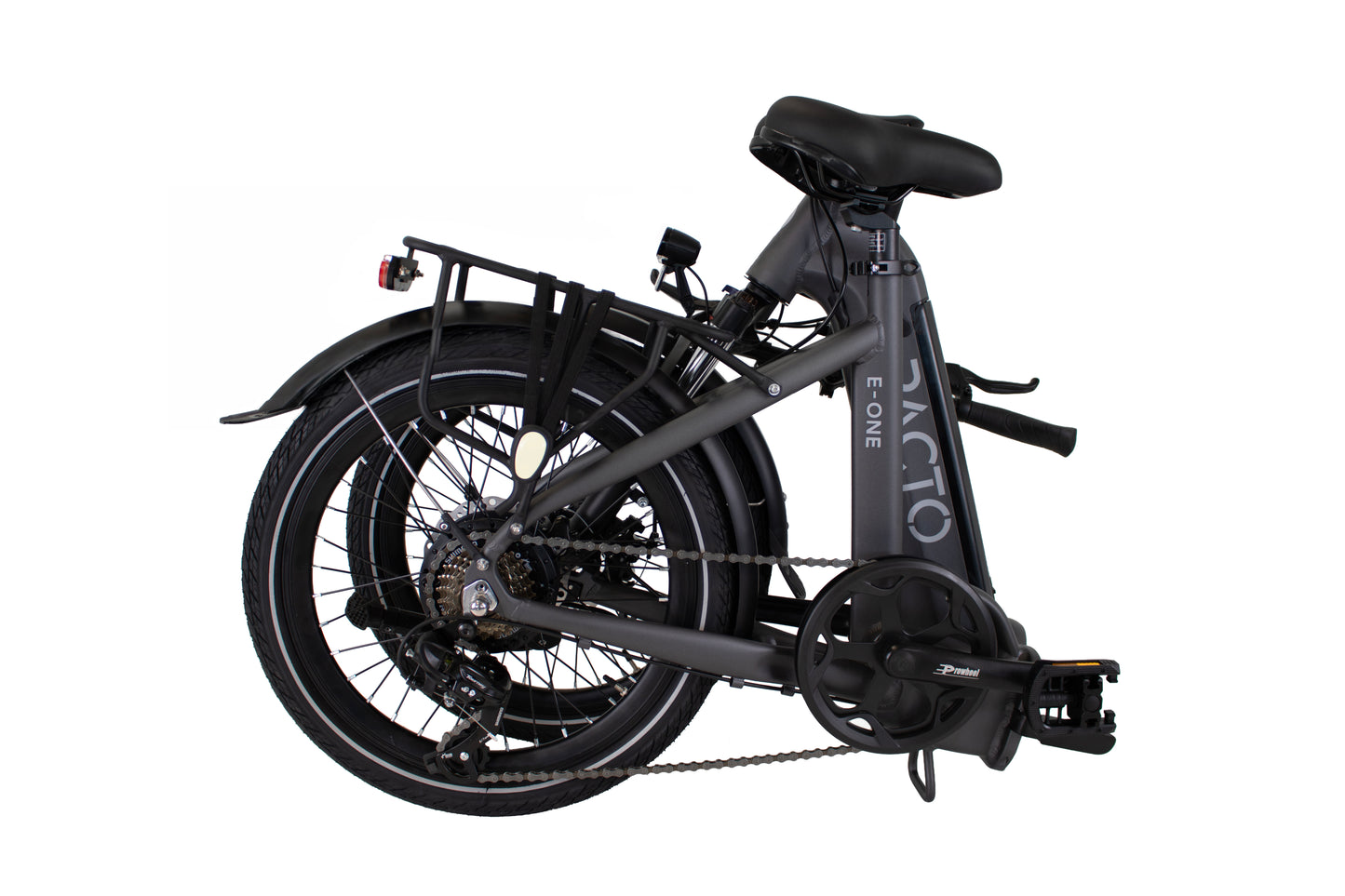 PACTO E-ONE - Elektrische Vouwfiets - 20 inch - Shimano 7 Versnellingen Derailleur - Laag instapframe - Grijs