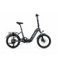 PACTO E-One folding electric bike in matte grey, right side view on white background with rear rack and disc brakes