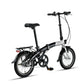 PACTO SIXTEEN compact 16 inch folding bike silver and black, rear perspective view with Shimano Nexus 3 internal hub gears