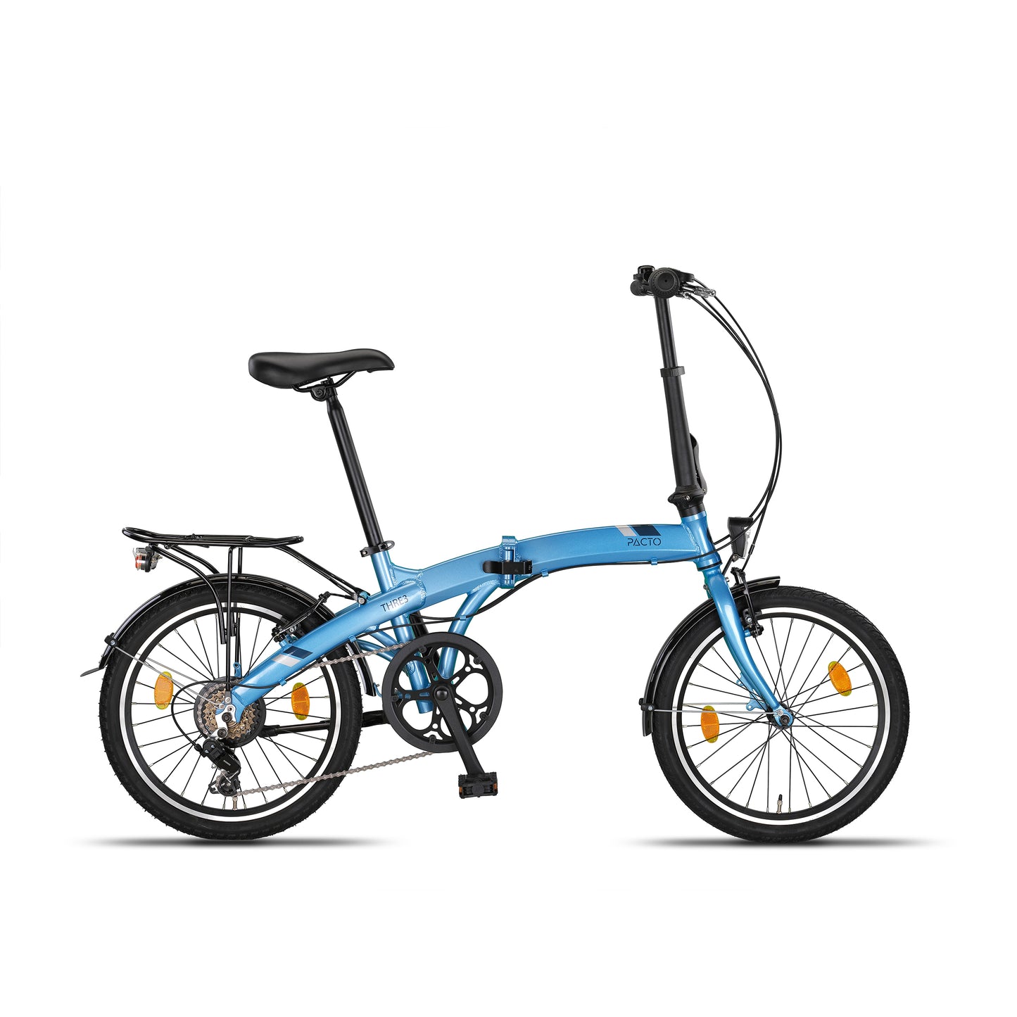 PACTO - Three - Folding Bike - Black/ Light blue